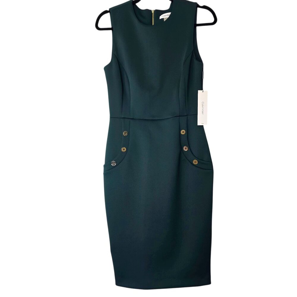 Calvin Klein Green Sleeveless Sheath Dress - Size 6 - NWT